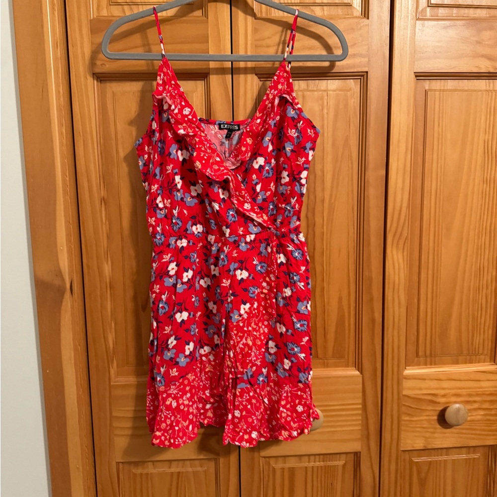 Express Red Floral Dress